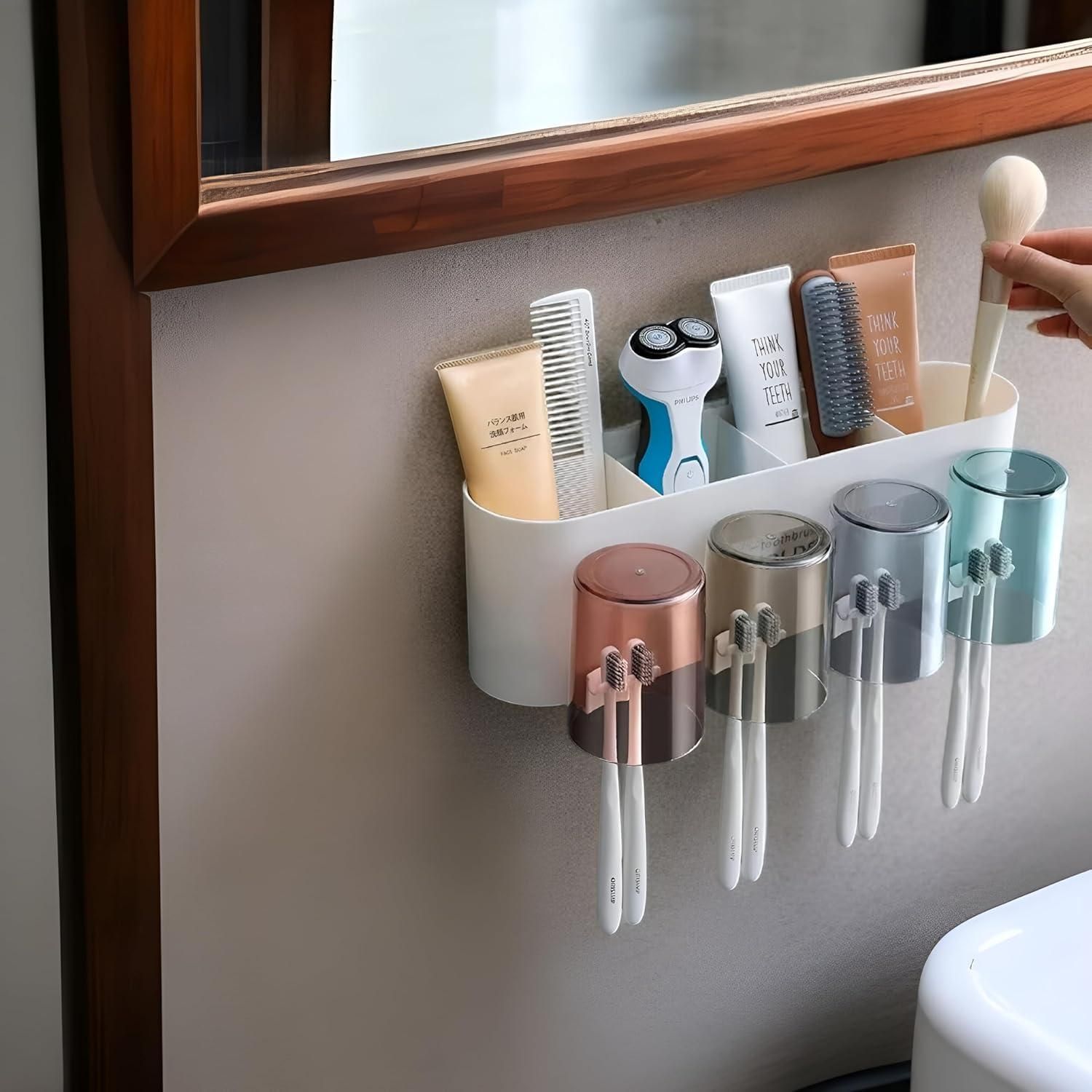 Plastic Toothbrush Holder Wall Mounted, 8 Toothbrush Holders
